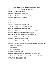 Grade 3 English Answer Key Semester 2 2019-2020