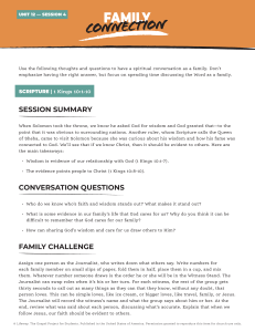 Family Spiritual Conversation Guide: 1 Kings 10:1-10