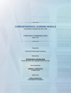 Purposive Communication ENGL 1013 Learning Module