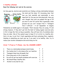 A Healthy Lifestyle Exercise Sheet