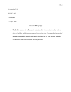 Annotated Bibliography: Social Media Influencers & Eating Disorders