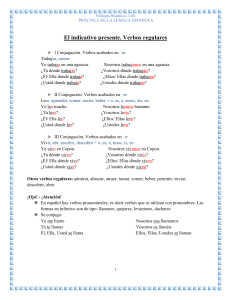 Ficha de Espa&ntilde;ol: Presente de Indicativo y Verbos