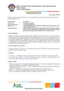 Probability & Statistics Course Handout | BITS Pilani