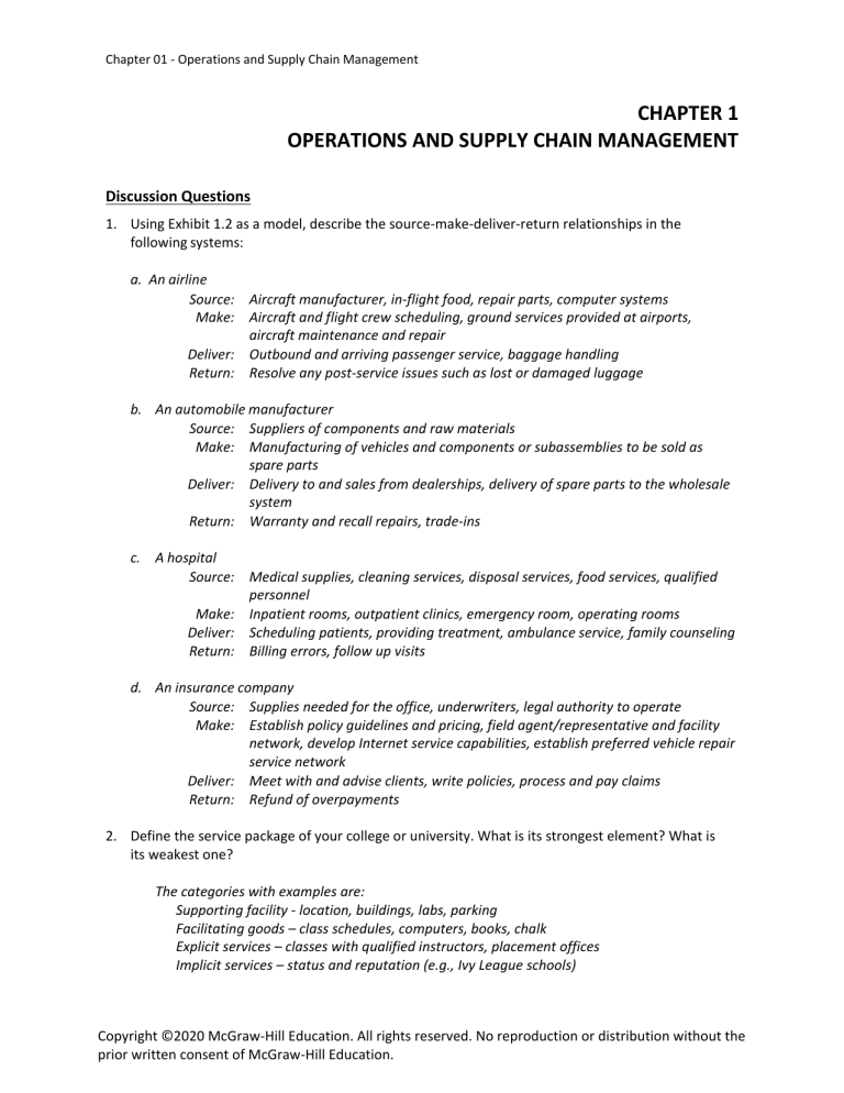 Chapter 1: Operations and Supply Chain Management