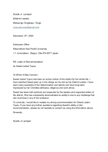 Letter of Recommendation for Sweet Leilani Tupou
