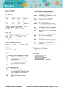 Complete Key for Schools Term Test 1 Answer Key