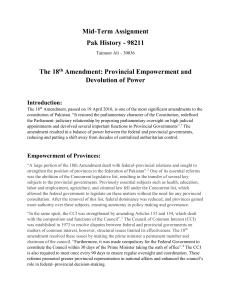 18th Amendment Pakistan: Provincial Empowerment & Federalism