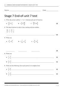 Cambridge Lower Secondary Math 7 Unit 7 Test