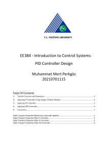 PID Controller Design for Control Systems