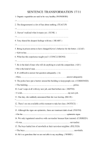 Sentence Transformation Worksheet 17/11