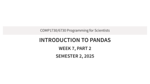 Introduction to Pandas for Scientists - Programming Lecture Notes