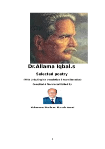 Dr. Allama Iqbal's Selected Poetry: Urdu/English Translations