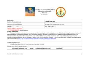 The Contemporary World Syllabus - Baliwag City College