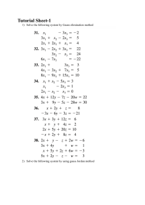 Tutorial Sheet 1: Linear Algebra Systems