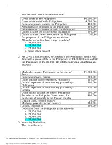 Philippine Estate Tax Practice Questions
