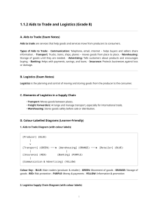 Grade 8 Aids to Trade & Logistics Study Guide