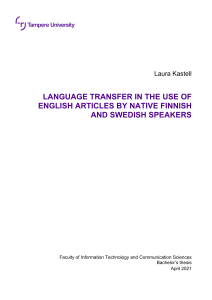 Language Transfer in English Articles by Finnish & Swedish Speakers
