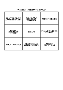 Winter Holidays Bingo Game
