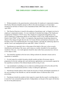Practice Direction 18.2: Employees' Compensation List