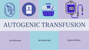 Autogenic Transfusion: Definition, Process, & Nursing Care