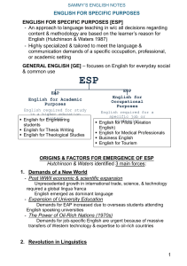 English for Specific Purposes (ESP) Notes