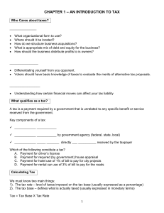 Chapter 1: Introduction to Tax