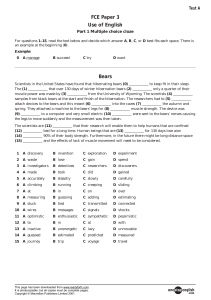FCE Paper 3 Use of English Test A Multiple Choice Cloze