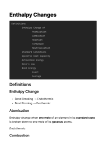 Enthalpy Changes Definitions & Concepts