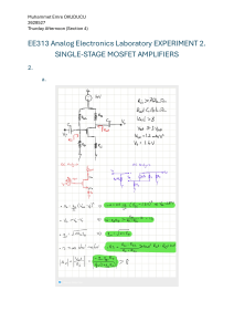 EE313 Lab 2: Single-Stage MOSFET Amplifiers
