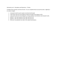 Calorimetry Lab Calculations and Questions
