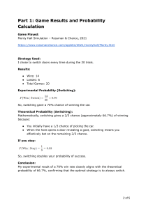 Monty Hall Problem: Experimental vs. Theoretical Probability