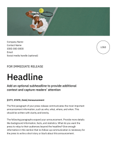 Press Release Template: Guide to Writing Effective Releases