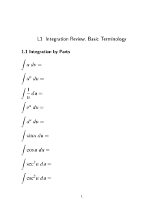 Integration Review: Basic Terminology & Formulas