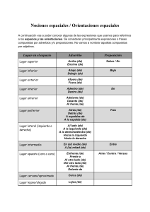 Nociones espaciales y Orientaciones espaciales en espa&ntilde;ol