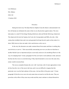 Literary Analysis: Powerlessness in The Open Boat