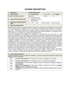 Operations Management Course Description BSL 513