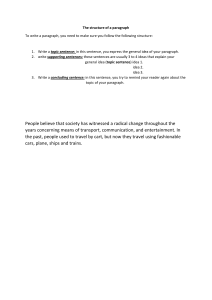 Structure of a Paragraph: Topic, Supporting, Concluding Sentences