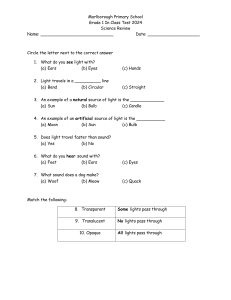 Grade 1 Science Test: Light and Sound Review