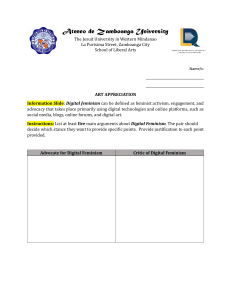 Art Appreciation Worksheet: Digital Feminism Advocacy