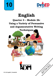 Grade 10 English Module 2b: Persuasive & Argumentative Writing