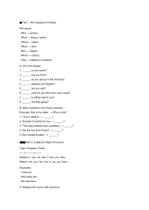 WH-Questions & Pronouns Practice Worksheet