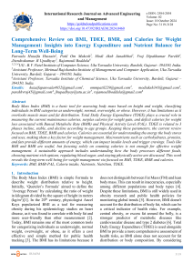 Review on BMI, TDEE, BMR for Weight Management