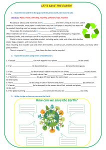 Let's Save the Earth Recycling Worksheet