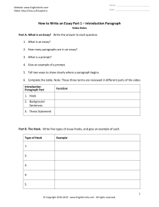 How to Write an Essay Introduction Worksheet