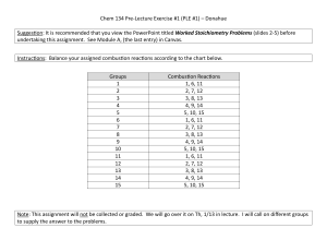 Chem 134 Pre-Lecture Exercise #1: Combustion Reactions
