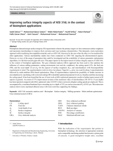 Improving Surface Integrity of AISI 316L for Bioimplants