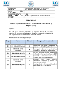 Deber 6: Especializaci&oacute;n en Cl&aacute;usulas de Evaluaci&oacute;n y Mejora (SIG)
