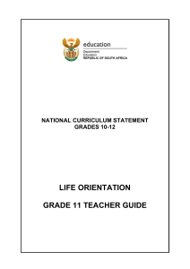 Grade 11 Life Orientation Teacher Guide - South Africa