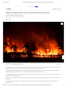 Bangkok Schools Shut Due to Smog from Crop Burning
