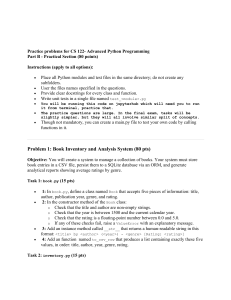 CS 122 Advanced Python Programming Practice Problems